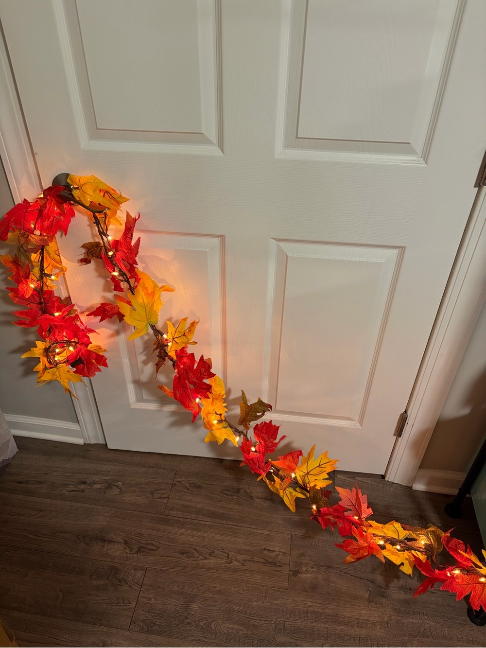 6ft Autumn light up Maple Leaf Garland - Red & Yellow Fall Door Decor